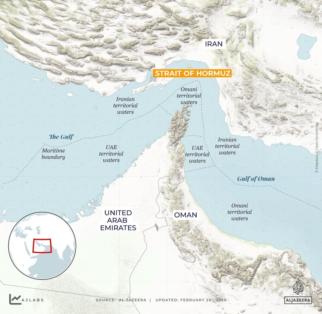 Vị trí Eo biển Hormuz (Strait of Hormuz). Ảnh: Al Jazeera