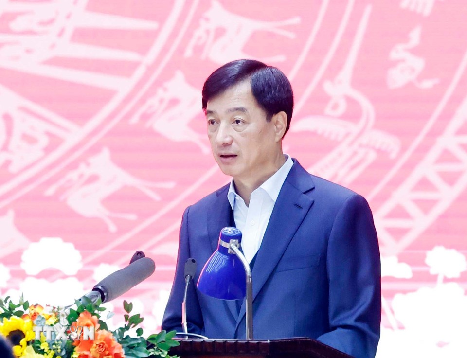 Bí thư Thành ủy Hà Nội Nguyễn Duy Ngọc phát biểu 