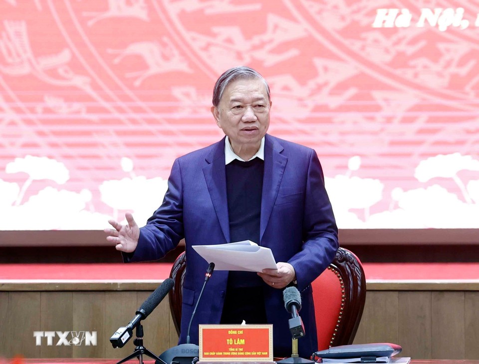 Tổng Bí thư Tô Lâm phát biểu tại hội nghị. Ảnh: TTXVN.