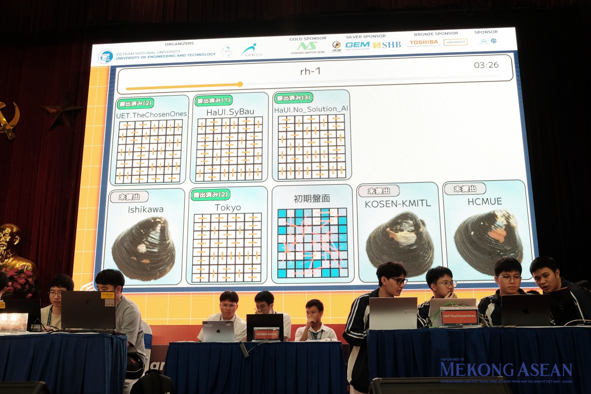 Các đội thi đấu trực tiếp ở hạng mục Competition – thi đấu lập trình. Ảnh: Tùng Dương/Mekong ASEAN