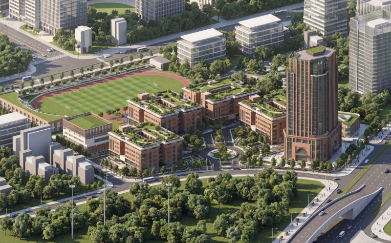 Phối cảnh dự án Tổ hợp Giáo dục Bắc Sông Cấm tại TP. Hải Phòng bao gồm hệ thống trường đại học và phổ thông, dự kiến đáp ứng nhu cầu học tập của 20.000 học sinh, sinh viên.