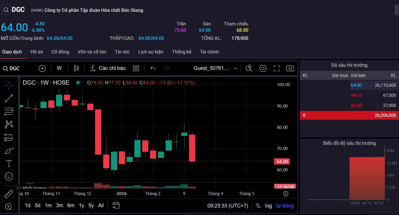 26 triệu đơn vị ‘chất’ giá sàn, cổ phiếu Đức Giang tắt thanh khoản