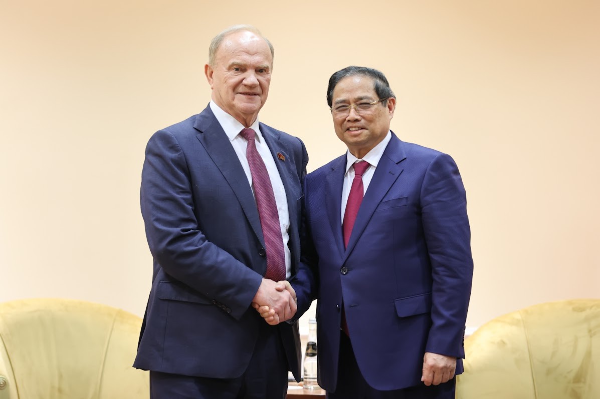 Thủ tướng Chính phủ Phạm Minh Chính tiếp đồng chí Gennady Zyuganov, Chủ tịch Đảng Cộng sản Liên bang Nga. Nguồn: VGP.