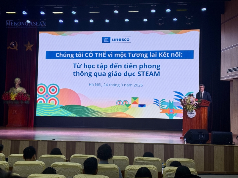 Ông Jonathan Wallace Baker, Trưởng Đại diện UNESCO tại Việt Nam phát biểu tại sự kiện. Ảnh: Hà Anh/Mekong ASEAN.