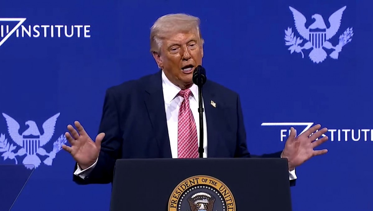 Tổng thống Mỹ Donald Trump phát biểu tại Hội nghị. Ảnh chụp màn hình. Tổng thống Mỹ Donald Trump phát biểu tại Hội nghị. Ảnh chụp màn hình.