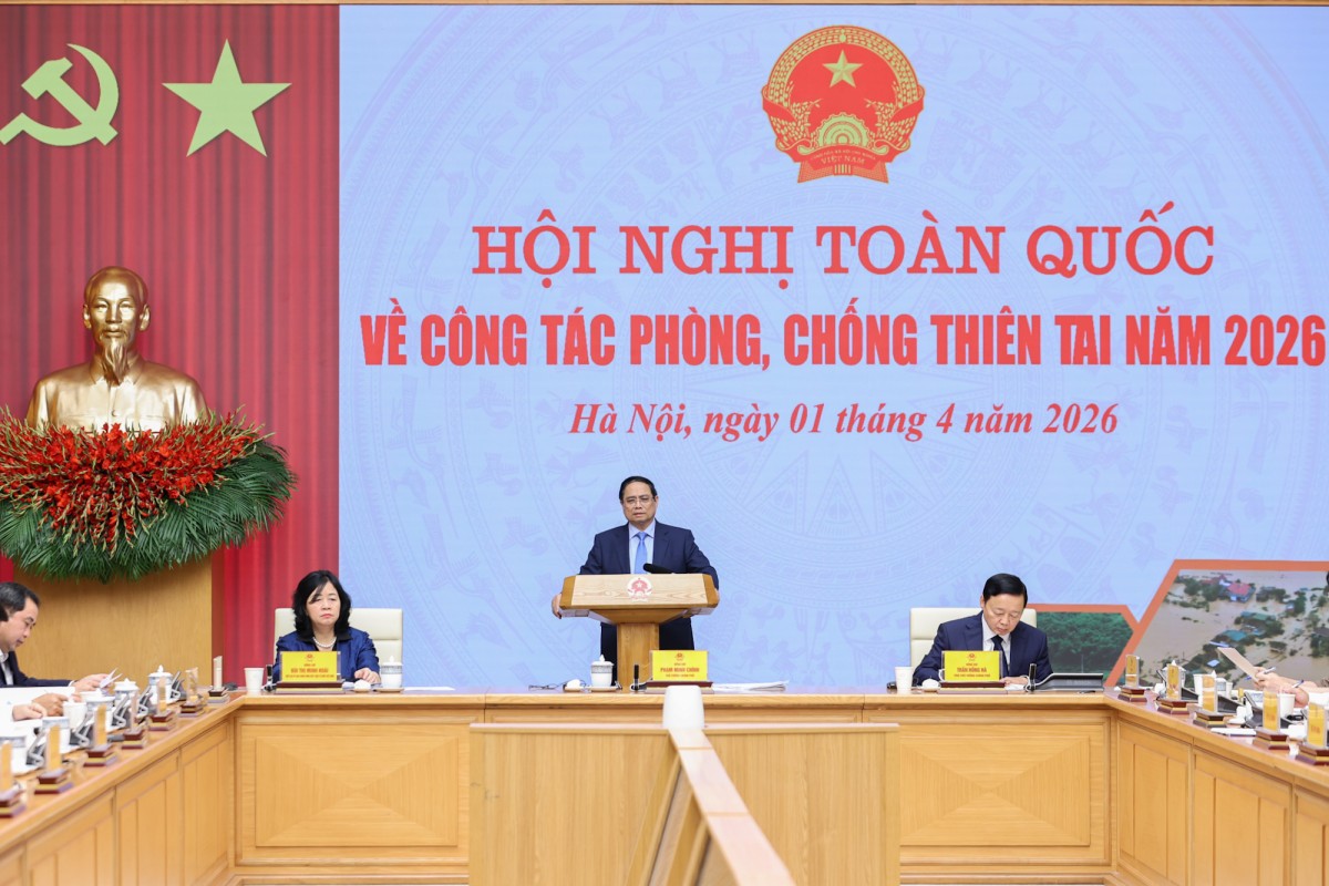 Thủ tướng Chính phủ Phạm Minh Chính, Trưởng Ban Chỉ đạo Phòng thủ dân sự quốc gia chủ trì Hội nghị toàn quốc về công tác phòng, chống thiên tai năm 2026 - Ảnh: VGP Thủ tướng Chính phủ Phạm Minh Chính, Trưởng Ban Chỉ đạo Phòng thủ dân sự quốc gia chủ trì Hội nghị toàn quốc về công tác phòng, chống thiên tai năm 2026 - Ảnh: VGP