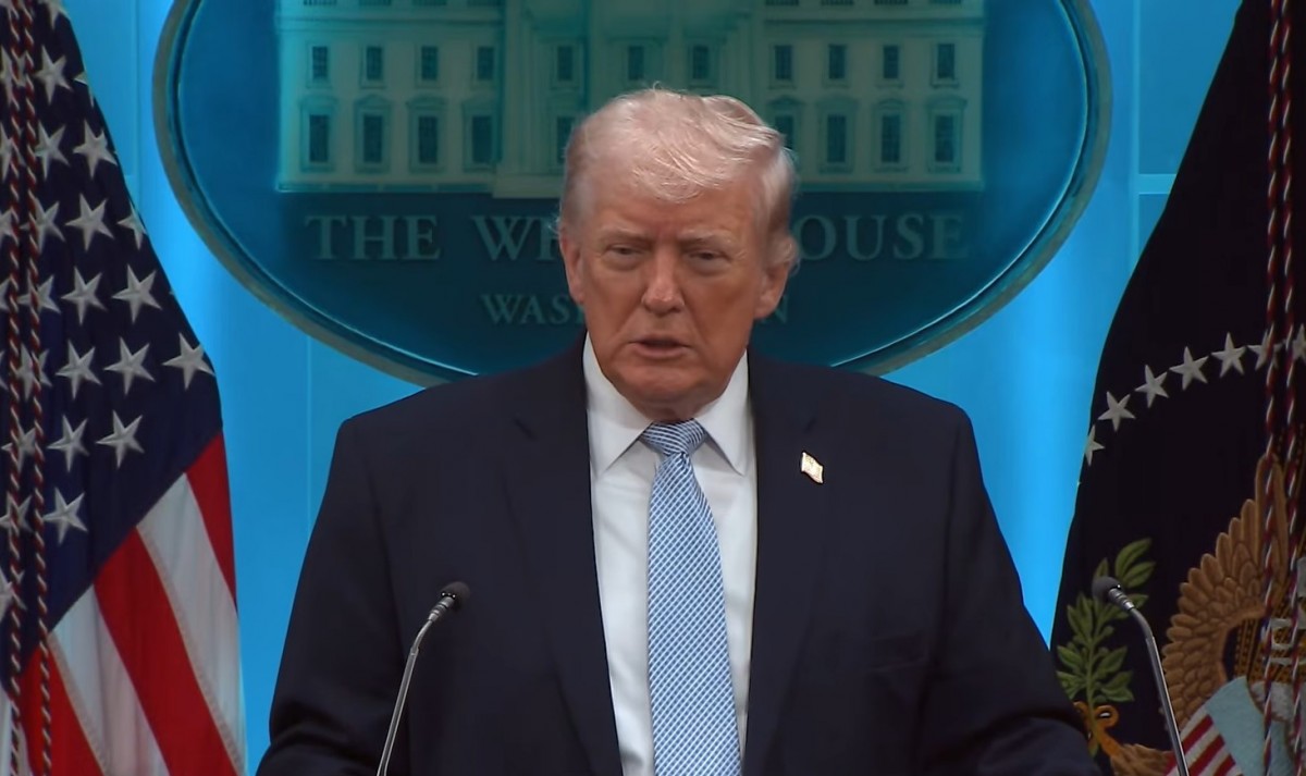 Tổng thống Mỹ Donald Trump tại buổi họp báo ngày 6/4 giờ địa phương. Ảnh chụp màn hình