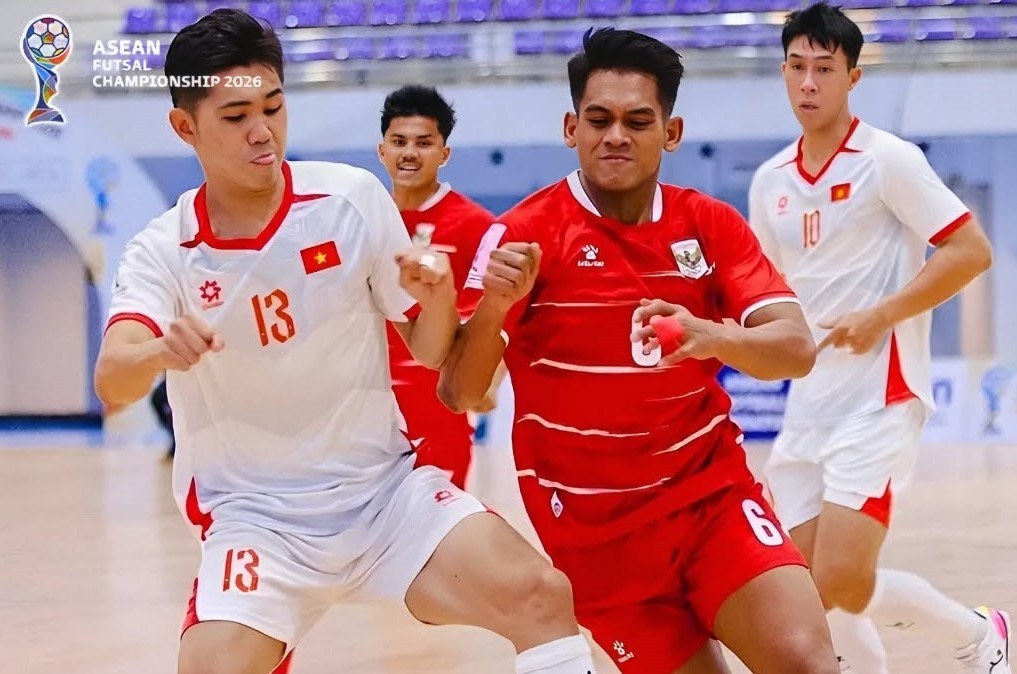 Tuyển futsal Indonesia ghi được 2 bàn thắng trong hiệp đầu tiên. Ảnh: ASEAN FOOTBALL