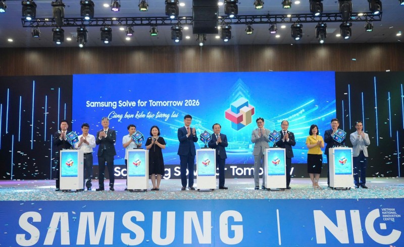 Lễ khởi động cuộc thi Samsung Solve for Tomorrow 2026 diễn ra ngày 11/4. Ảnh: Samsung Việt Nam.