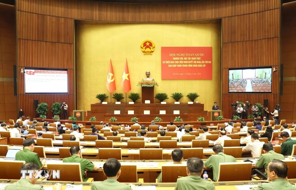 Hội nghị toàn quốc nghiên cứu, học tập và triển khai thực hiện Nghị quyết Trung ương 2. Ảnh: TTXVN.