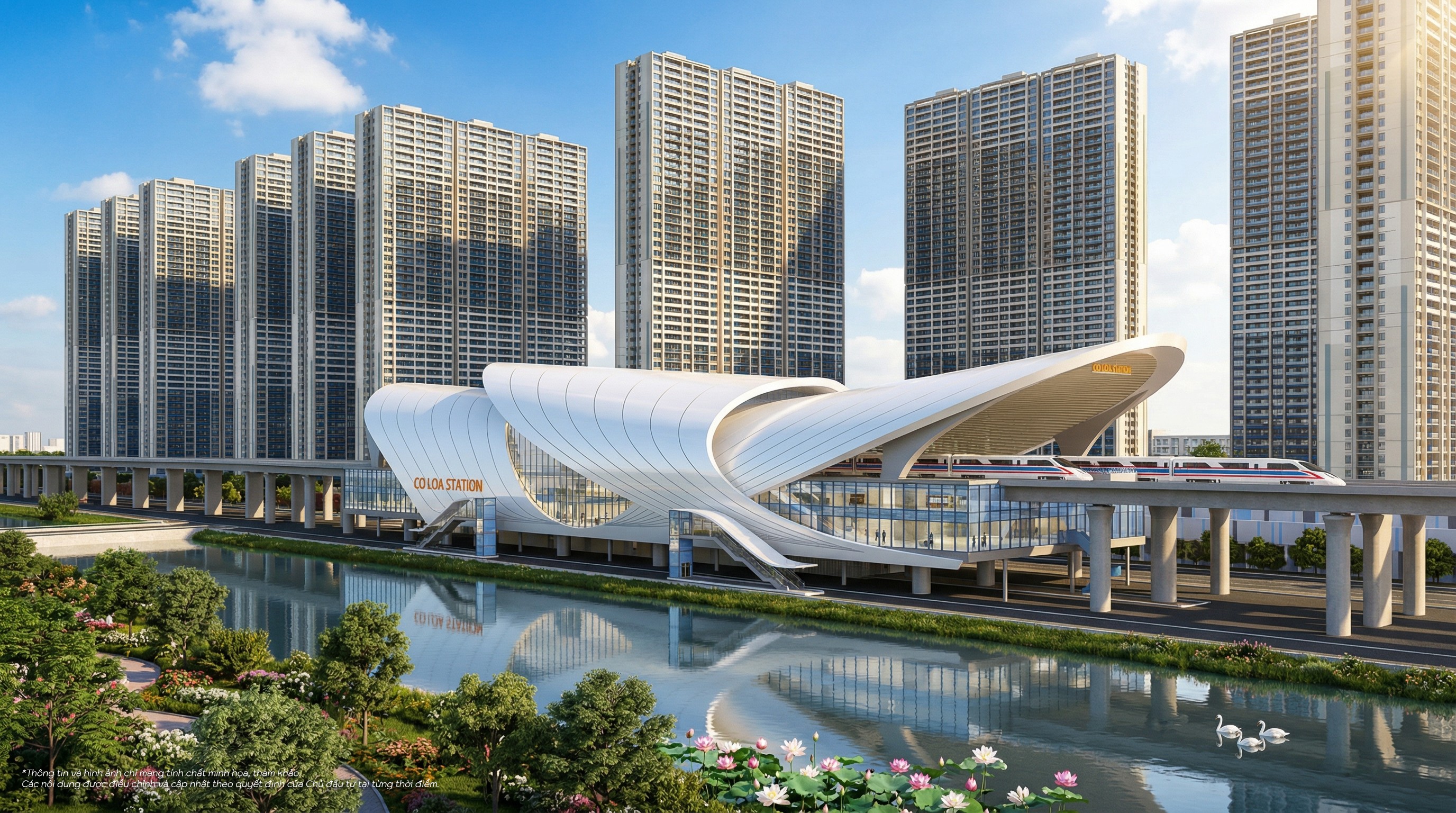 Phối cảnh ga Cổ Loa đặt tại Khu đô thị Vinhomes Global Gate (Đông Anh, Hà Nội). Ảnh: Vingroup.