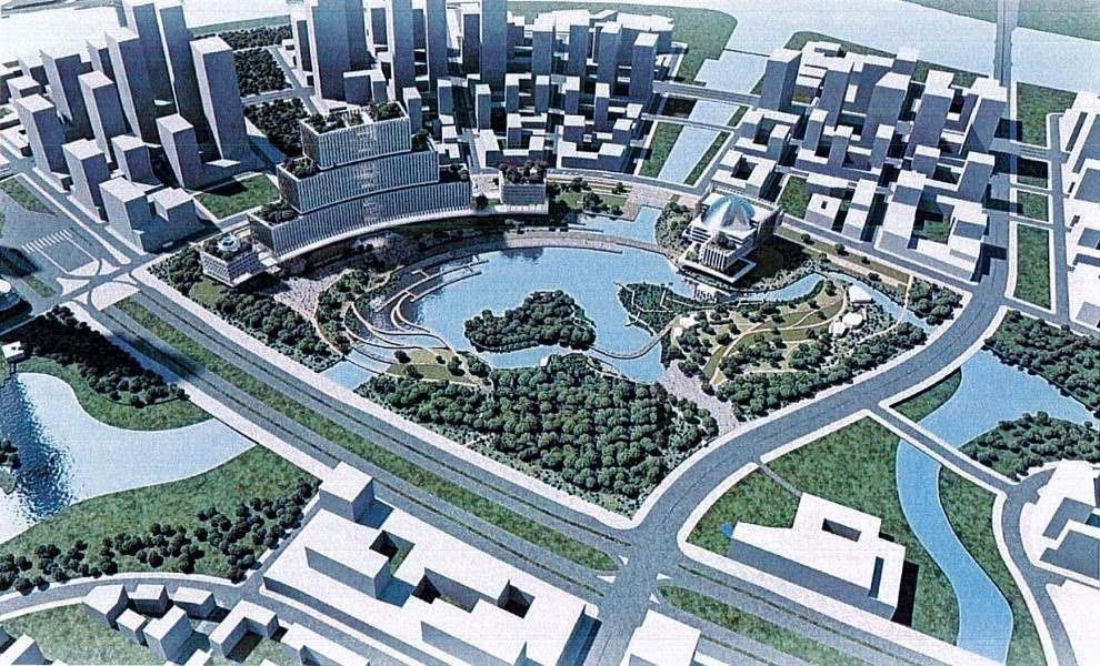 Phối cảnh dự án Quảng trường trung tâm Thành phố và trung tâm hành chính của Thành phố. Ảnh: 