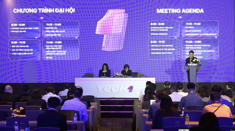Sáng 22/4, CTCP Tập đoàn Yeah1 (HoSE: YEG) tổ chức Đại hội đồng cổ đông thường niên 2026 theo hình thức kết hợp trực tiếp và trực tuyến
