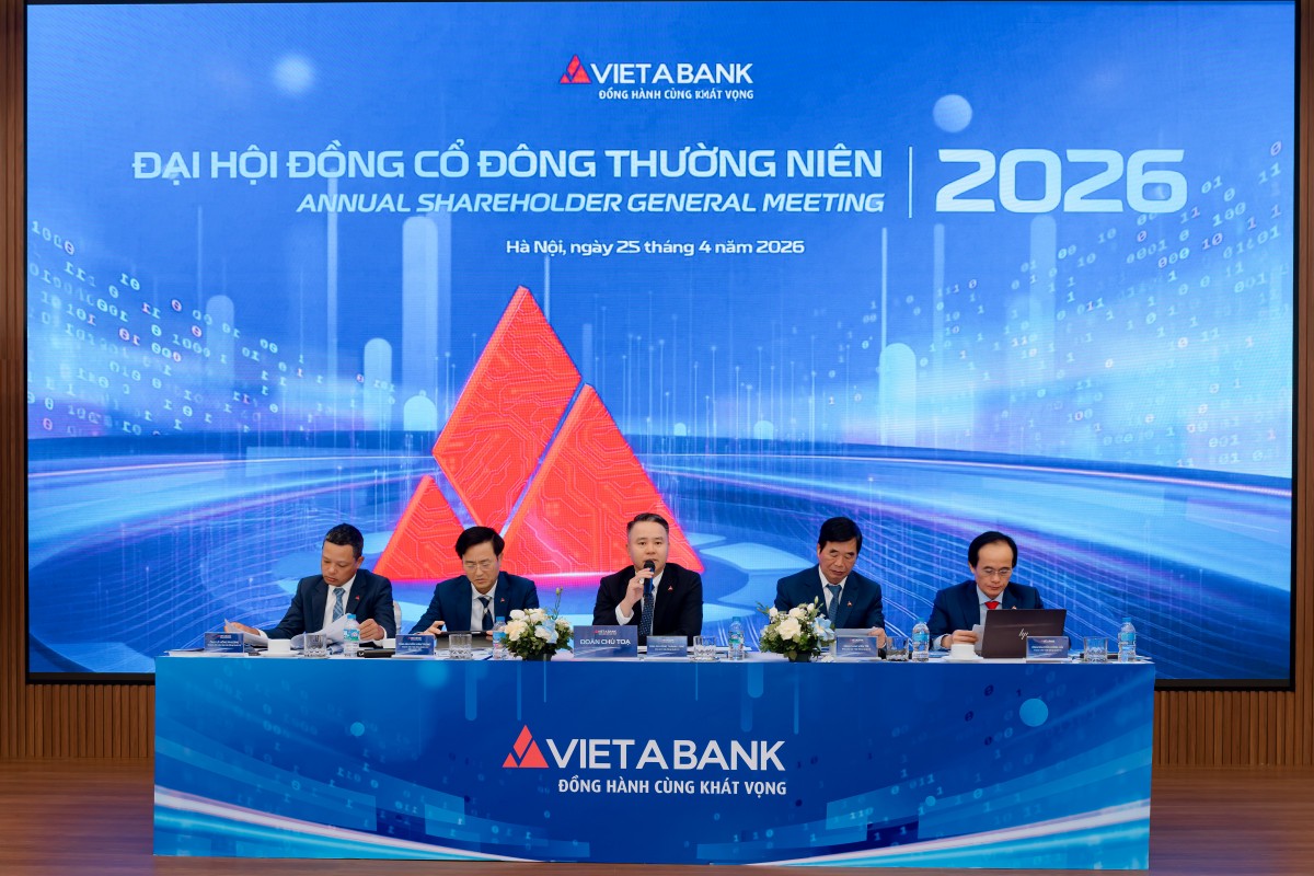 ĐHĐCĐ VietABank 2026: Thông qua kế hoạch lợi nhuận 1.945 tỷ đồng, tăng vốn hơn 55%