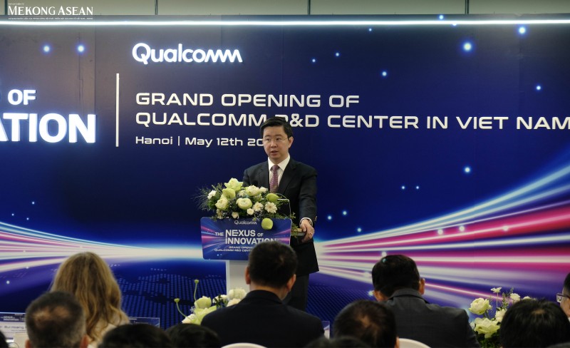 Thứ trưởng Khoa học và Công nghệ Bùi Hoàng Phương phát biểu tại lễ khai trương Trung tâm R&D Qualcomm. 