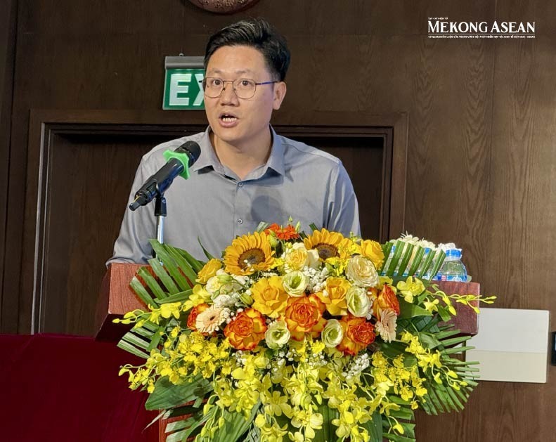 Chủ tịch HĐQT VMG Media Nguyễn Hoàng Nam phát biểu tại ĐHĐCĐ thường niên 2026. Ảnh: Hà Anh/Mekong ASEAN.