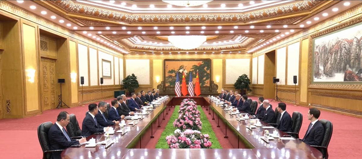 Quang cảnh cuộc hội đàm. Ảnh chụp màn hình