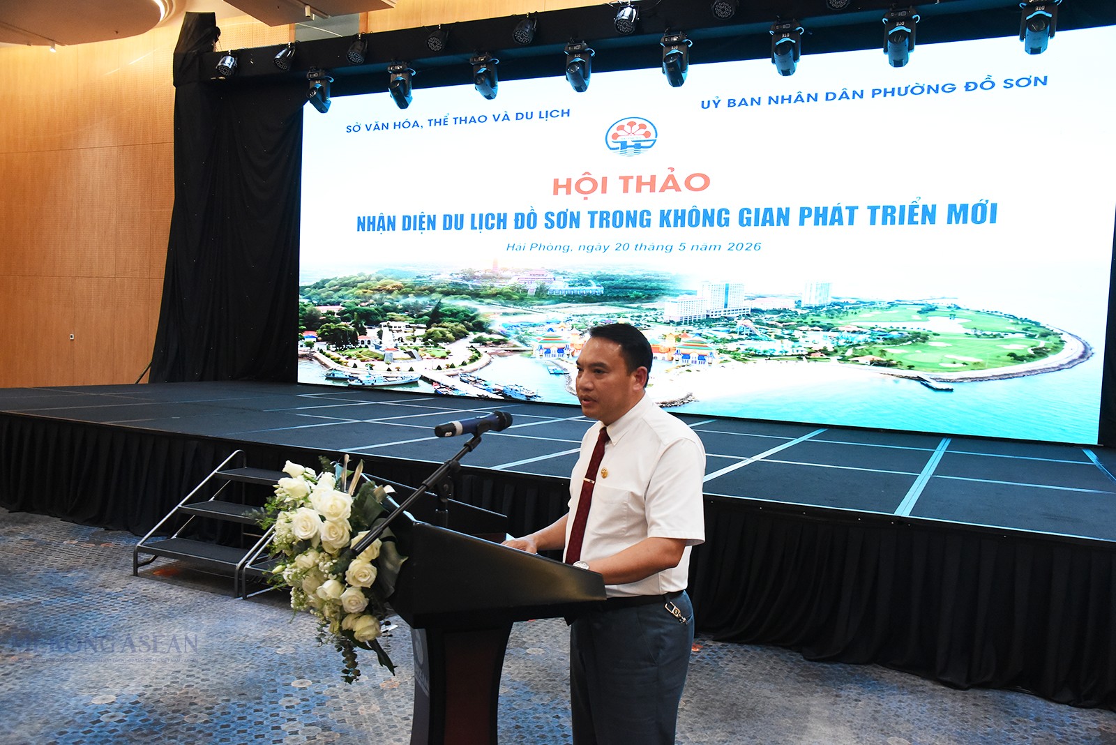 Phó Giám đốc Sở Văn hoá, Thể thao và Du lịch Hải Phòng Trần Văn Ngọc phát biểu tại hội thảo. Ảnh: Mekong ASEAN.