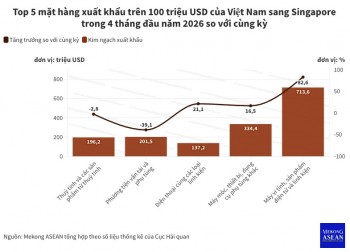 Thương mại Việt Nam - Singapore vượt 5 tỷ USD trong 4 tháng đầu năm