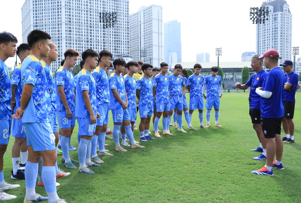 Nòng cốt của U20 Việt Nam là các tuyển thủ U19 chuẩn bị tham dự Giải vô địch U19 Đông Nam Á 2026 dưới sự dẫn dắt của HLV trưởng Yutaka Ikeuchi. Ảnh: VFF