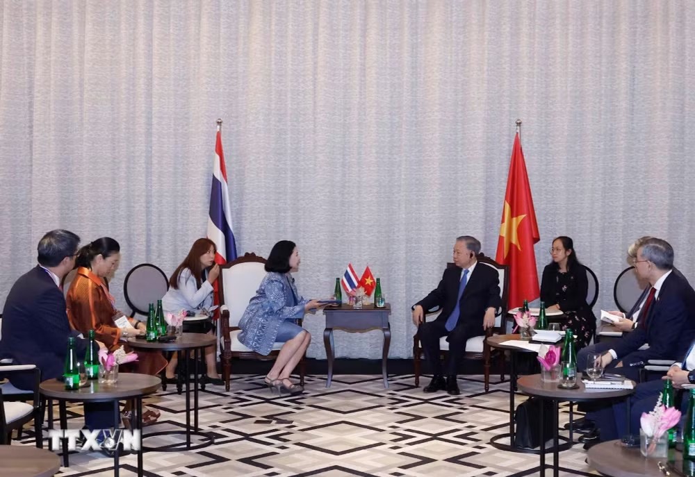 Tổng Bí thư, Chủ tịch nước Tô Lâm tiếp bà Chadatip Chutrakul, Tổng Giám đốc điều hành Tập đoàn Siam Piwat. Ảnh: TTXVN.