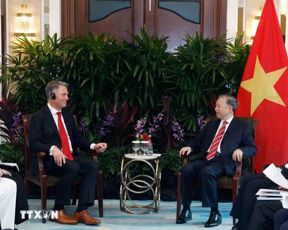 Tổng Bí thư, Chủ tịch nước Tô Lâm tiếp Phó Thủ tướng, Bộ trưởng Quốc phòng Australia Richard Marles. Ảnh: Thống Nhất/TTXVN