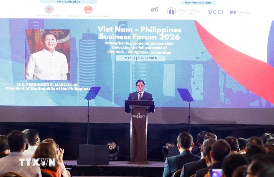 Tổng thống Philippines Ferdinand Romualdez Marcos Jr. phát biểu tại Diễn đàn Doanh nghiệp Việt Nam-Philippines - Ảnh: TTXVN