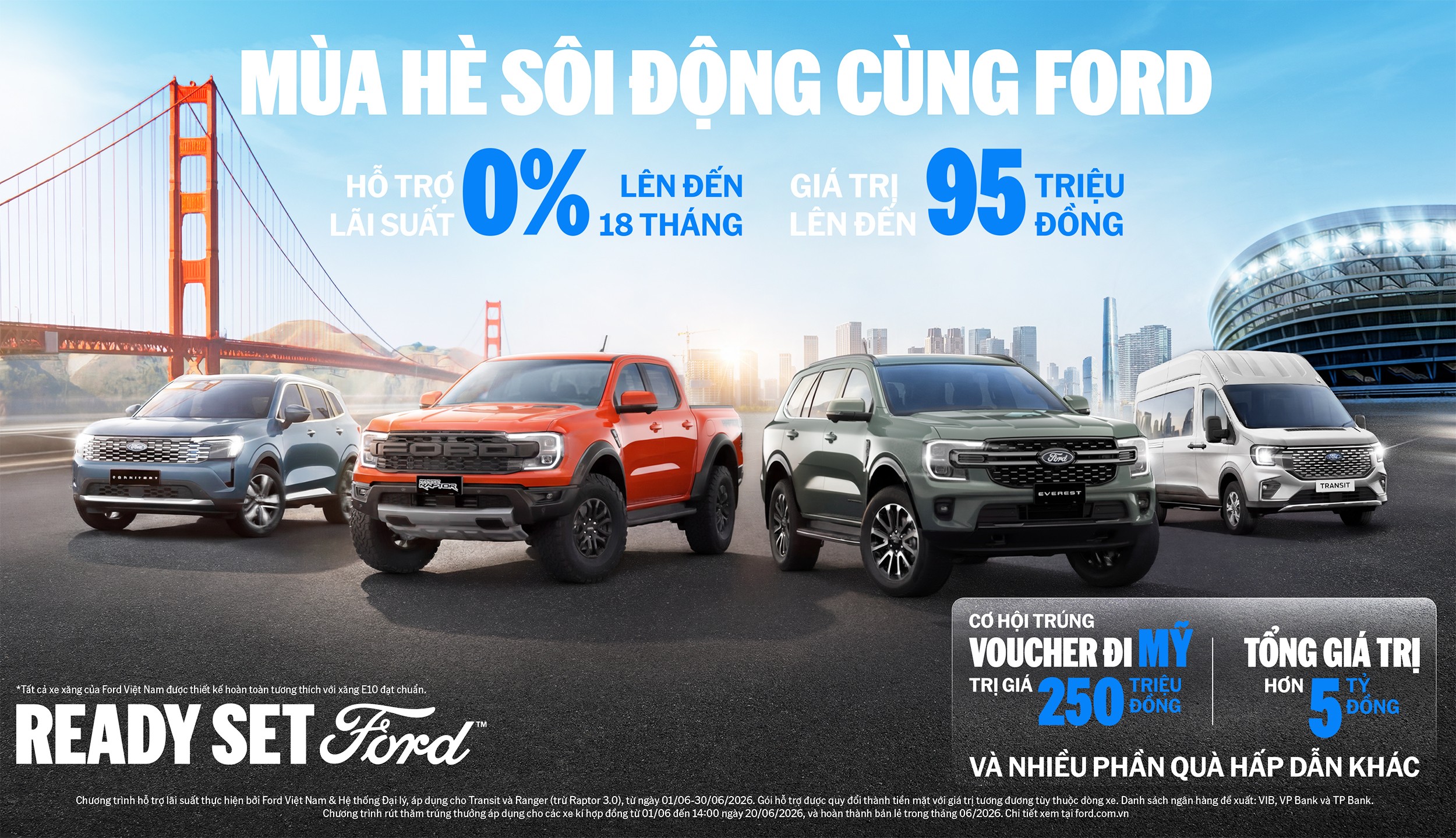 Chương trình rút thăm may mắn với giải thưởng cao nhất là cơ hội đến Mỹ - quốc gia đăng cai World Cup 2026 trị giá 250 triệu đồng, cùng hàng nghìn quà tặng công nghệ và thể thao giá trị khác. Ảnh: Ford Việt Nam.