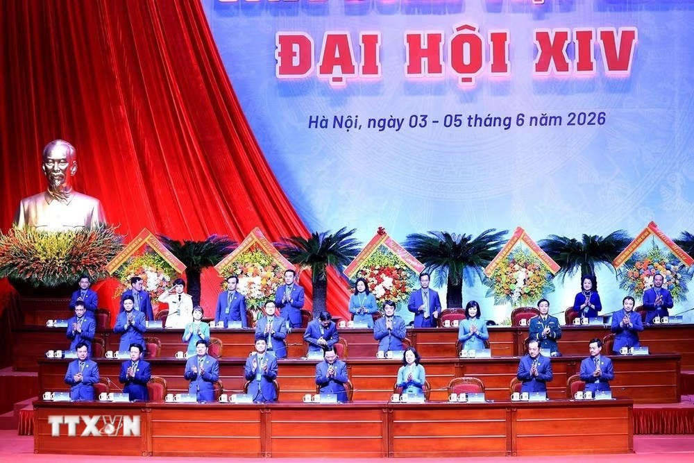 Đoàn Chủ tịch điều hành Đại hội Công đoàn Việt Nam lần thứ XIV, nhiệm kỳ 2026 - 2031. Ảnh: TTXVN.