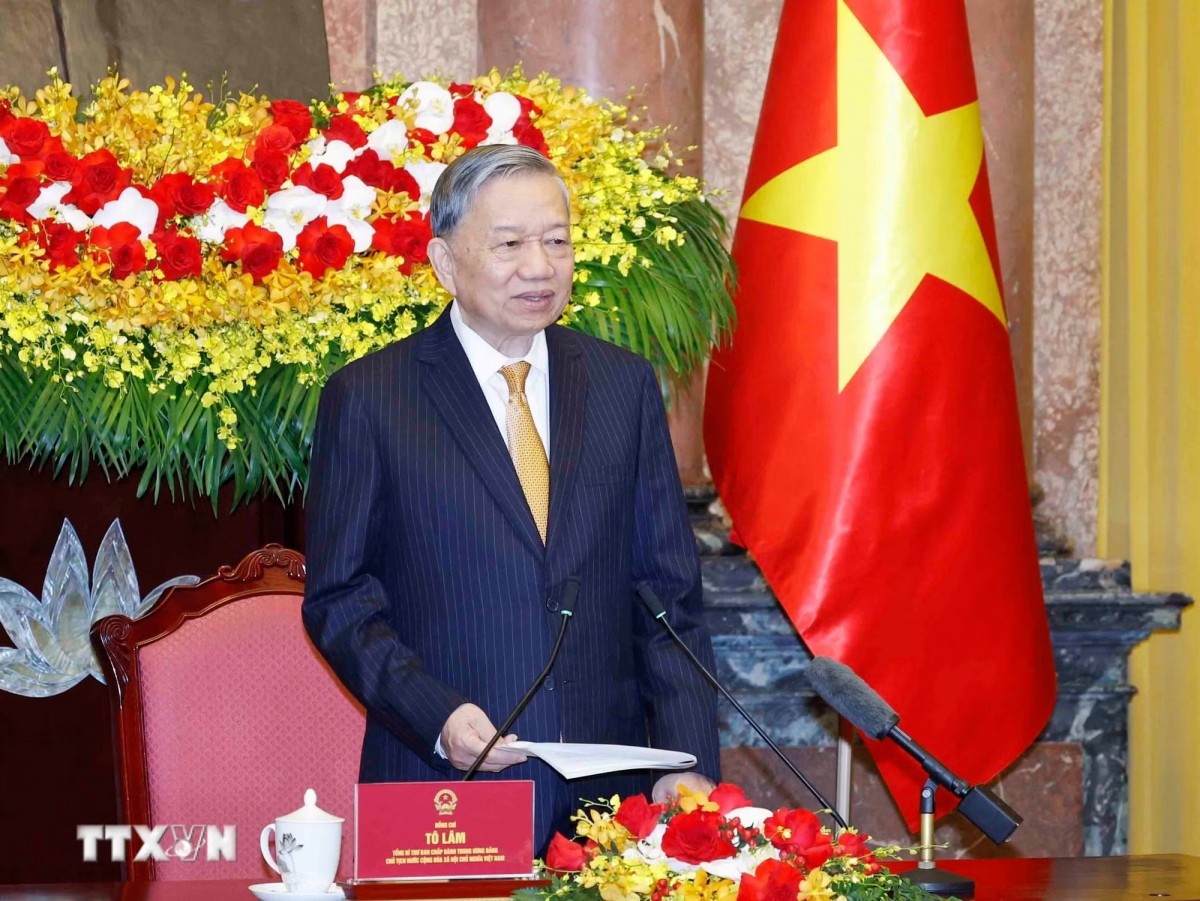 Tổng Bí thư, Chủ tịch nước Tô Lâm phát biểu tại buổi gặp mặt - Ảnh: TTXVN