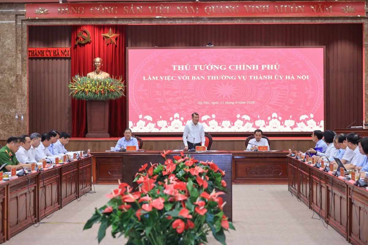 Thủ tướng Lê Minh Hưng làm việc với Ban Thường vụ Thành ủy Hà Nội 