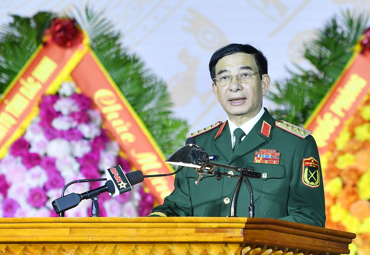 Đại tướng Phan Văn Giang, Phó Thủ tướng Chính phủ, Bộ trưởng Bộ Quốc phòng phát biểu chỉ đạo tại Lễ công bố - Ảnh: VGP