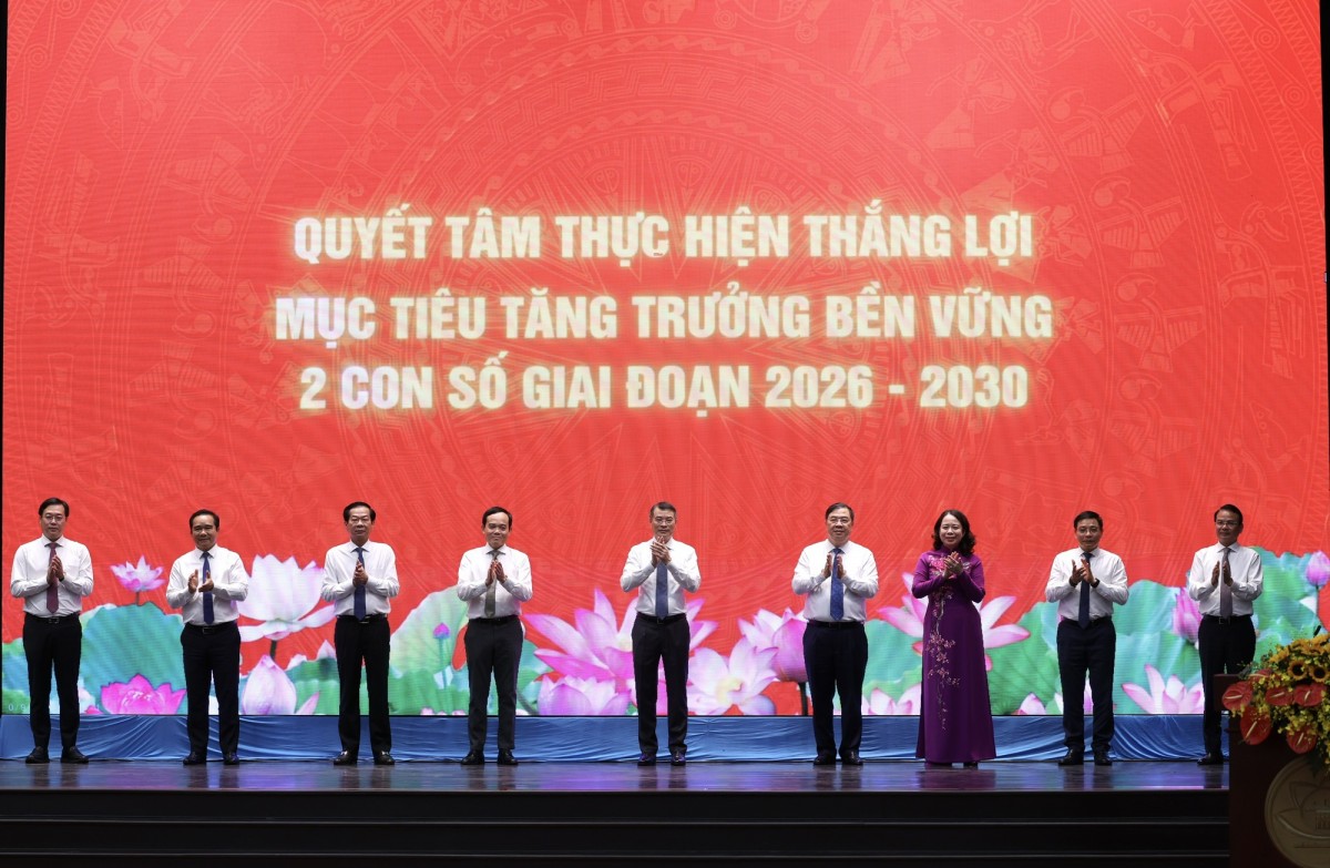 Thủ tướng Lê Minh Hưng và các đại biểu tại lễ phát động - Ảnh: VGP/Phương Nguyên
