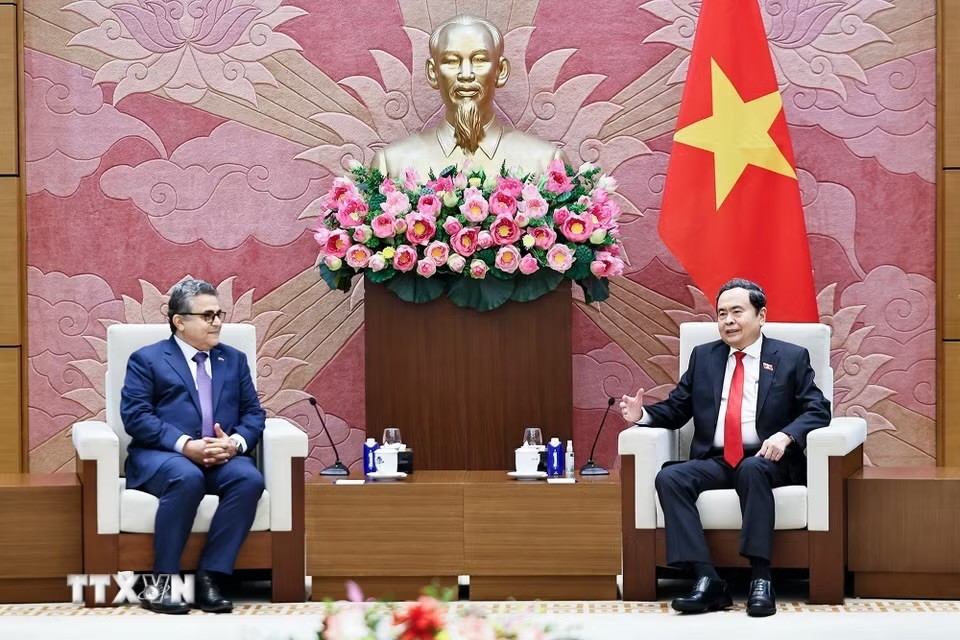 Chủ tịch Quốc hội Trần Thanh Mẫn chia sẻ với những khó khăn hiện nay của nhân dân Palestine - Ảnh:/TTXVN