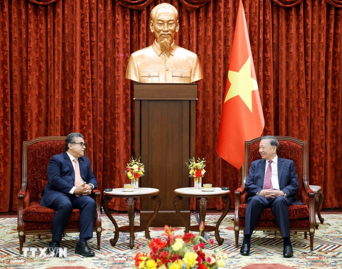 Tổng Bí thư, Chủ tịch nước Tô Lâm khẳng định lập trường nhất quán của Đảng, Nhà nước và nhân dân Việt Nam kiên định ủng hộ sự nghiệp đấu tranh chính nghĩa của nhân dân Palestine. Ảnh: TTXVN.