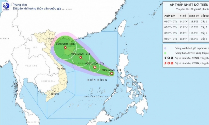 Áp thấp nhiệt đới trên Biển Đông có thể mạnh thành cơn bão số 1 năm 2026