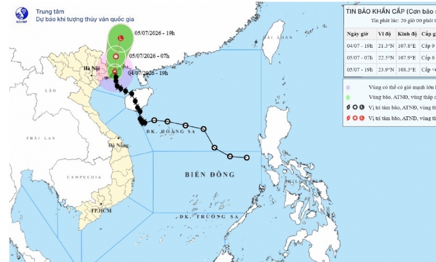 Bão số 1 đi vào bờ biển Móng Cái, gây gió mạnh trên đất liền
