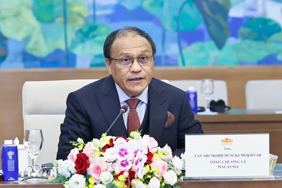 Tổng Chưởng lý Malaysia Tan Sri Mohd Dusuki Mokhtar phát biểu tại cuộc tiếp.