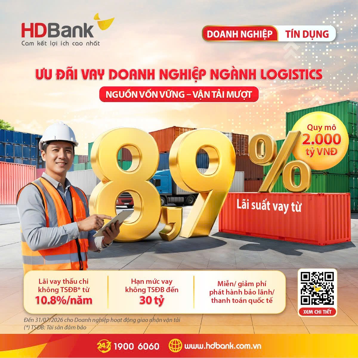 Lãi suất từ 7,2%/năm, HDBank tung loạt ưu đãi lớn cho doanh nghiệp