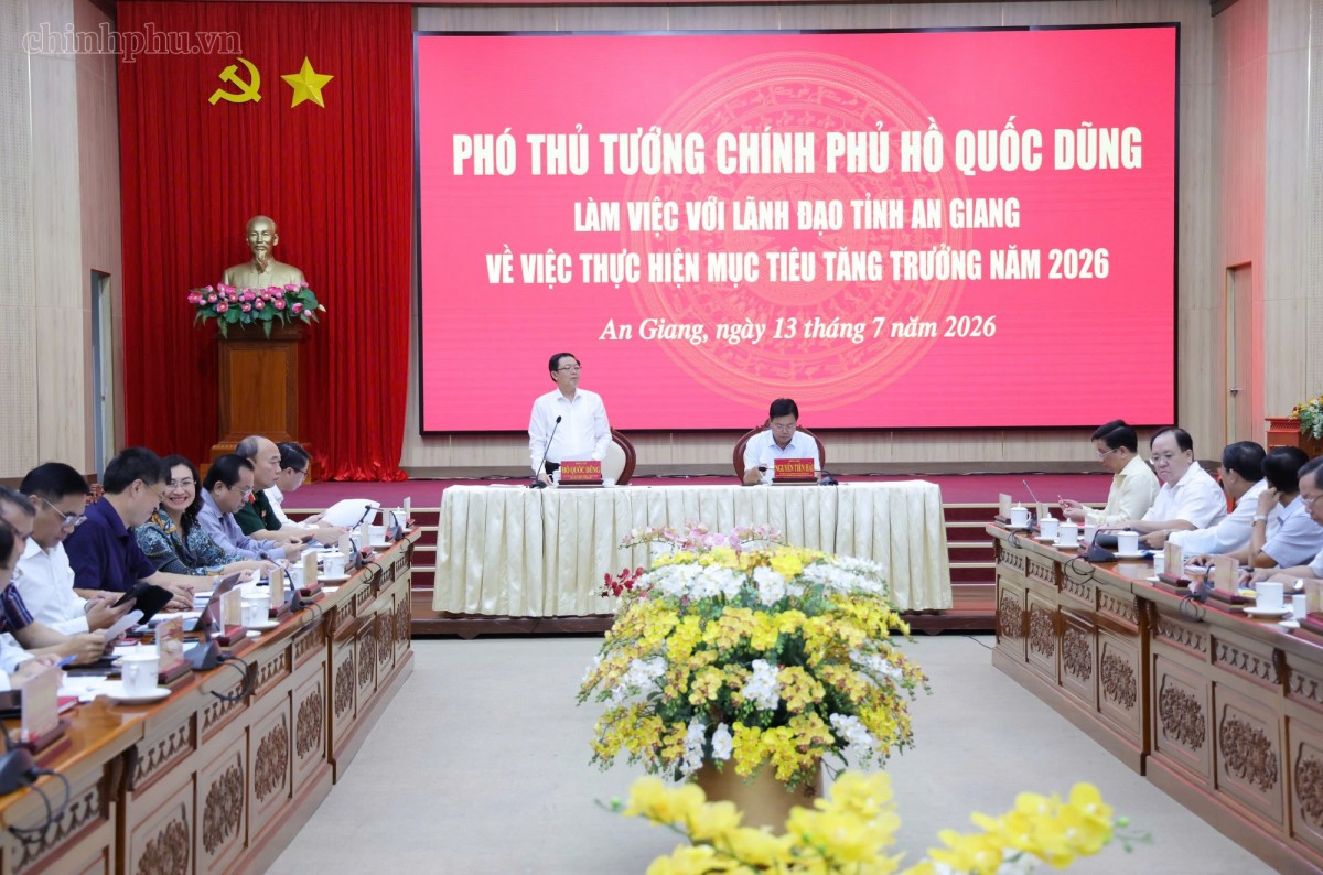 Phó Thủ tướng Chính phủ Hồ Quốc Dũng làm việc với tỉnh An Giang - Ảnh: VGP/Gia Huy