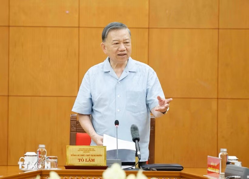 Tổng Bí thư, Chủ tịch nước Tô Lâm kết luận cuộc làm việc - Ảnh: TTXVN