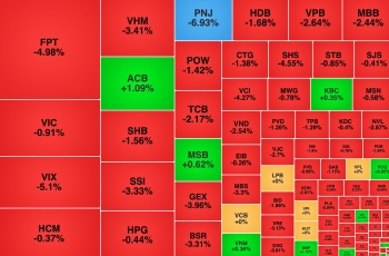 VN-Index giảm gần 25 điểm, FPT và PNJ bị bán mạnh