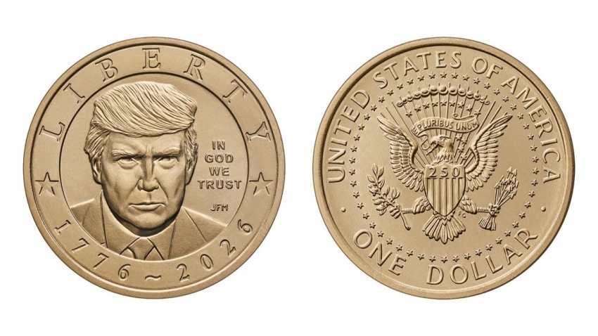 Mỹ bắt đầu đúc đồng xu một USD bằng vàng in hình ông Trump