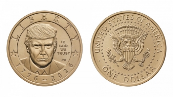 Mỹ bắt đầu đúc đồng xu một USD bằng vàng in hình ông Trump