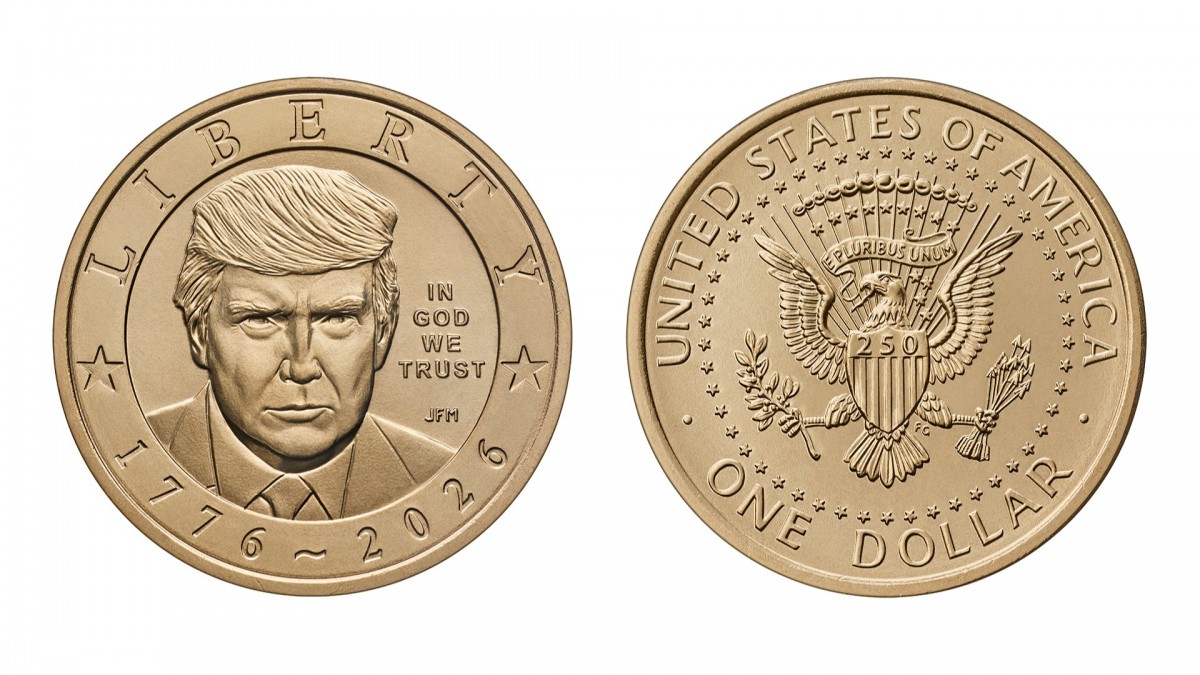 Thiết kế của đồng tiền xu 1 USD in hình Tổng thống Donald Trump. Ảnh: X/@SecScottBessent (tài khoản X của Bộ trưởng Tài chính Mỹ)