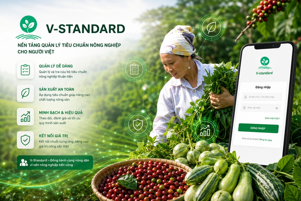 Nền tảng V-Standard kết hợp các công nghệ mới nổi, bao gồm trí tuệ nhân tạo cùng phương pháp tiếp cận lấy con người làm trung tâm nhằm hiện đại hóa quy trình chứng nhận nông nghiệp. Ảnh: ĐSQ Australia tại Việt Nam