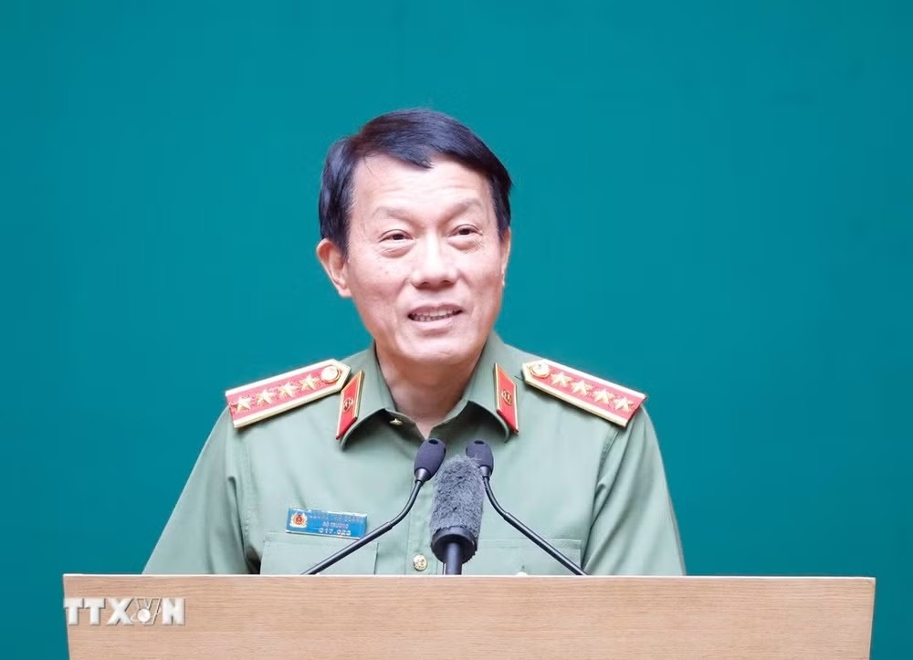 Đại tướng Lương Tam Quang, Ủy viên Bộ Chính trị, Bí thư Đảng ủy Công an Trung ương, Bộ trưởng Bộ Công an phát biểu - Ảnh: TTXVN. Đại tướng Lương Tam Quang, Ủy viên Bộ Chính trị, Bí thư Đảng ủy Công an Trung ương, Bộ trưởng Bộ Công an phát biểu - Ảnh: TTXVN.
