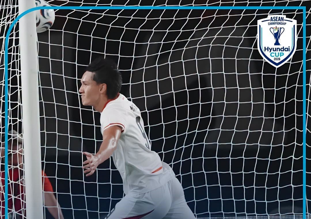 Tiền đạo Mitchell Baker của Indonesia ghi hai bàn ngay trong hiệp đầu tiên. Ảnh: Facebook/@ASEAN United FC (tài khoản Facebook của ASEAN Cup 2026)