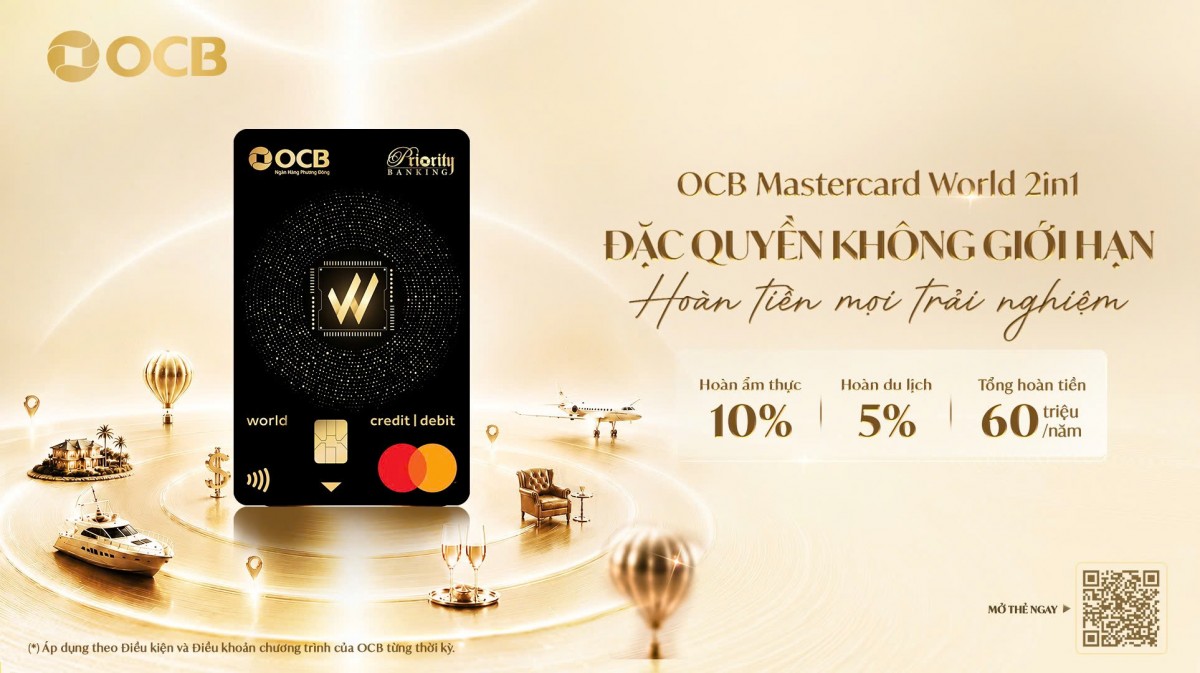 OCB Mastercard World 2in1: Hoàn tiền, ưu đãi du lịch và đặc quyền cho mọi hành trình