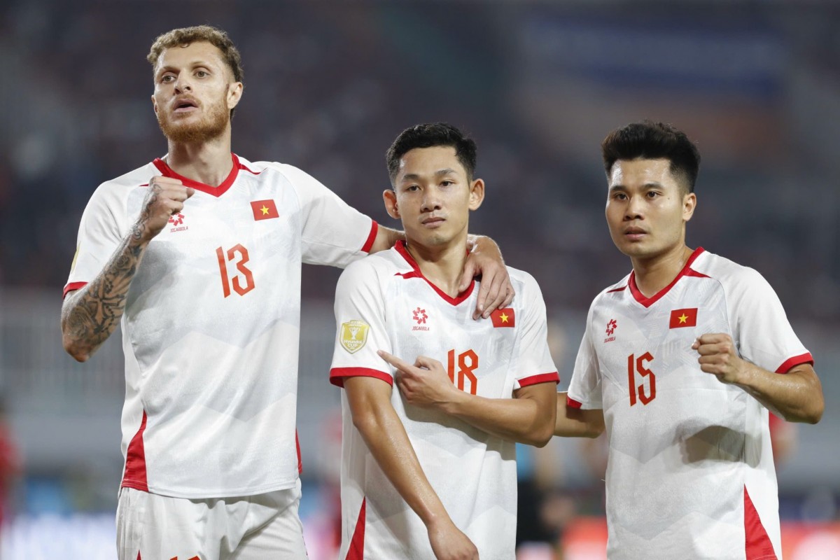 Nguyễn Hai Long (giữa) ghi bàn nâng tỷ số lên 2-0 cho Việt Nam. Ảnh: Liên đoàn Bóng đá Việt Nam